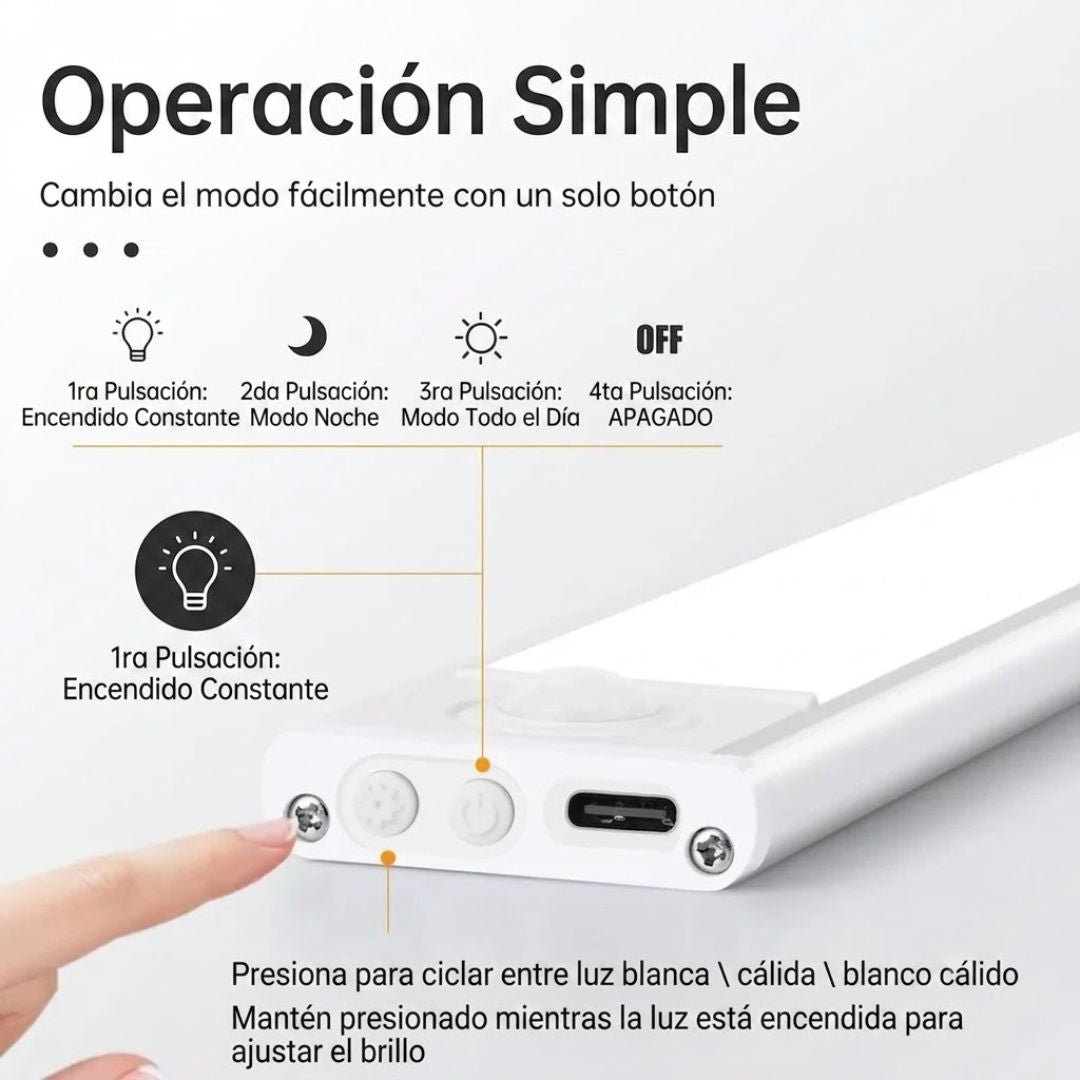 Barra LED Inteligente UltraFina con Sensor de Movimiento
